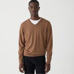 J. Crew Men's brown V-Neck Merino Wool Sweater size Large
